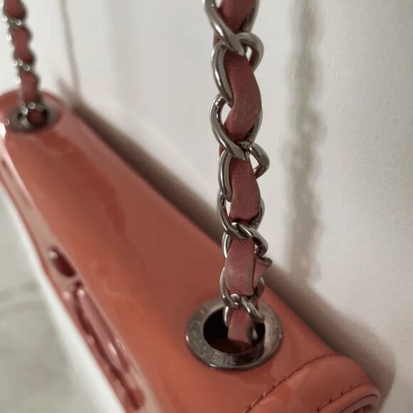Authentic Chanel Handbag Chain Strap Leather Orange Red - Picture 5 of 9